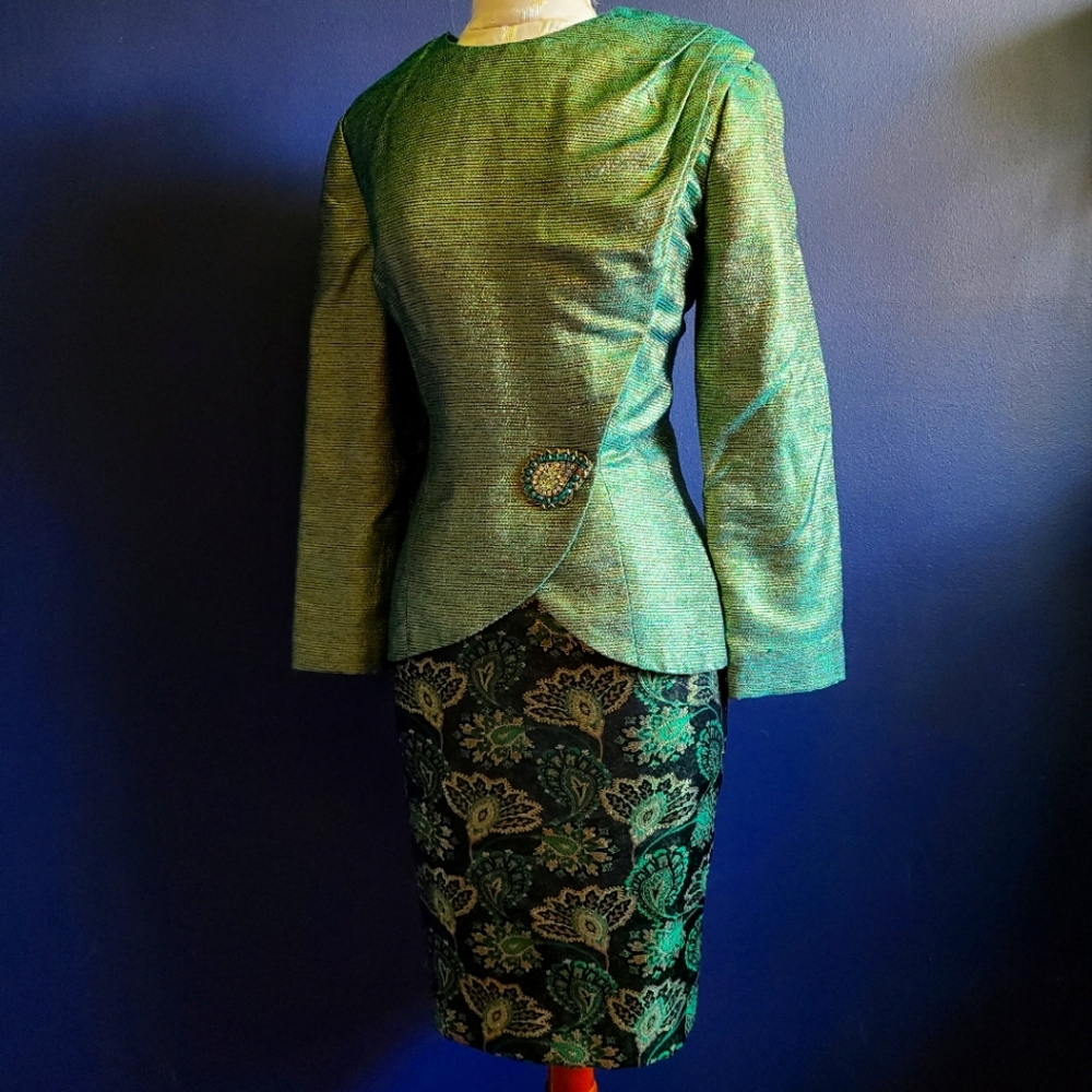Vintage Brocade Blazer Skirt Set Victoria Royal LTD